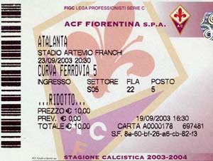 Karte AC Fiorentina : Atalanta Bergamo