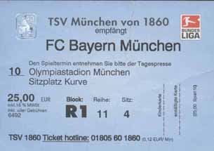 Eintrittskarte 1860:Bayern