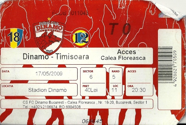 Karte Dinamo Bukarest Timisoara