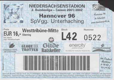 Eintrittskarte Hannover:Unterhaching